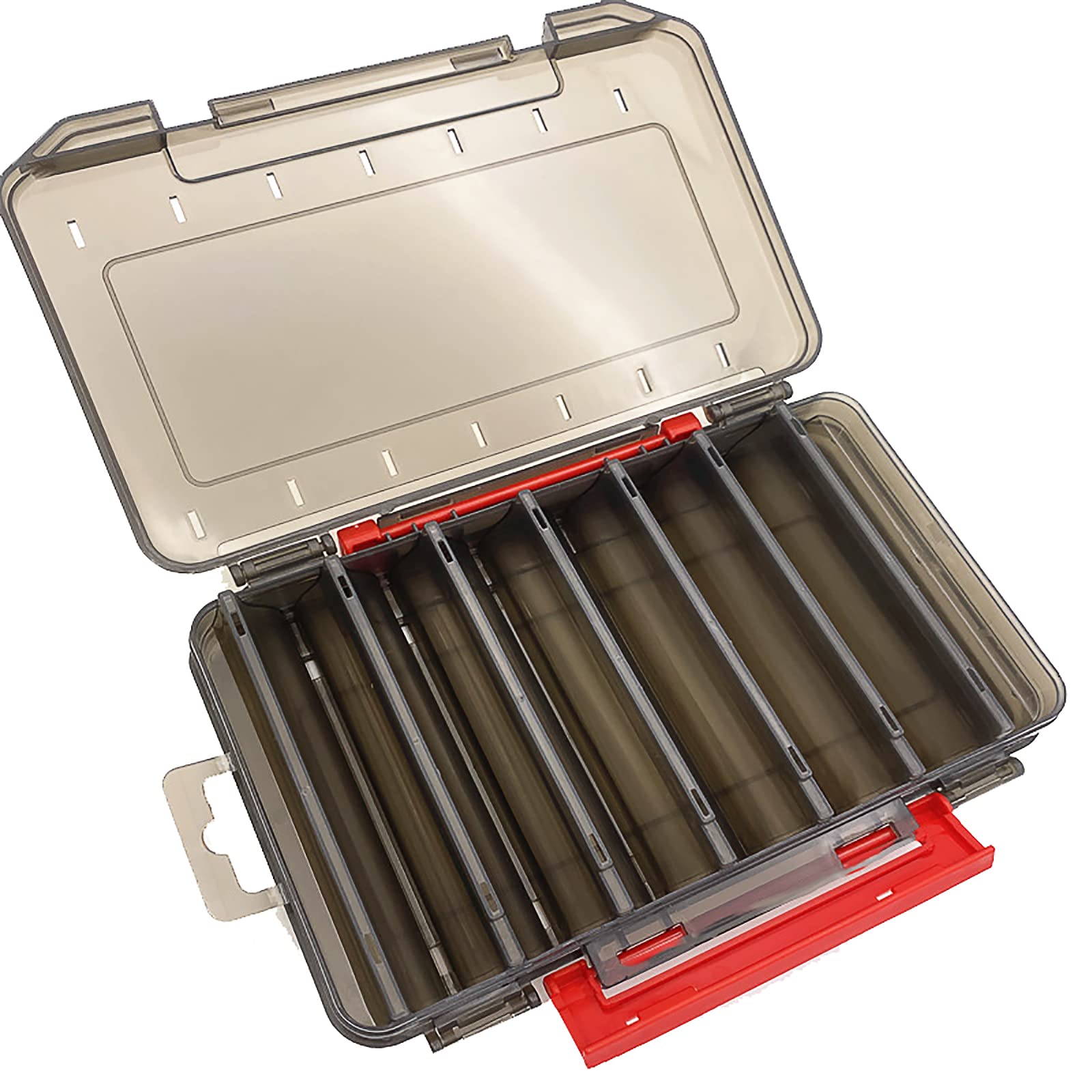 NewShot Fishing Tackle Box, Double Sided Lure Bait Beads Hook Storage Trays, Organizer Case Containers, for Vest Casting Fly Fishing Accessories (S- Red 19.5 * 12.5cm)