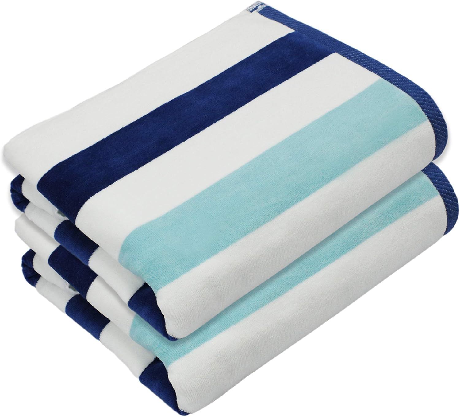 COTTON CRAFT Set of 2 Cabana Stripe Luxury Plush Velour