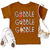 Thanksgiving Shirt Toddler Boys Girls Funny Turkey T-Shirt Kids Gobble Till You Wobble T-Shirt Thankful Grateful Tops