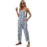 Gihuo Women Linen Overalls Jumpsuits Loose Fit Baggy Bib Rompers Casual Summer Outfits Trendy 2025​​