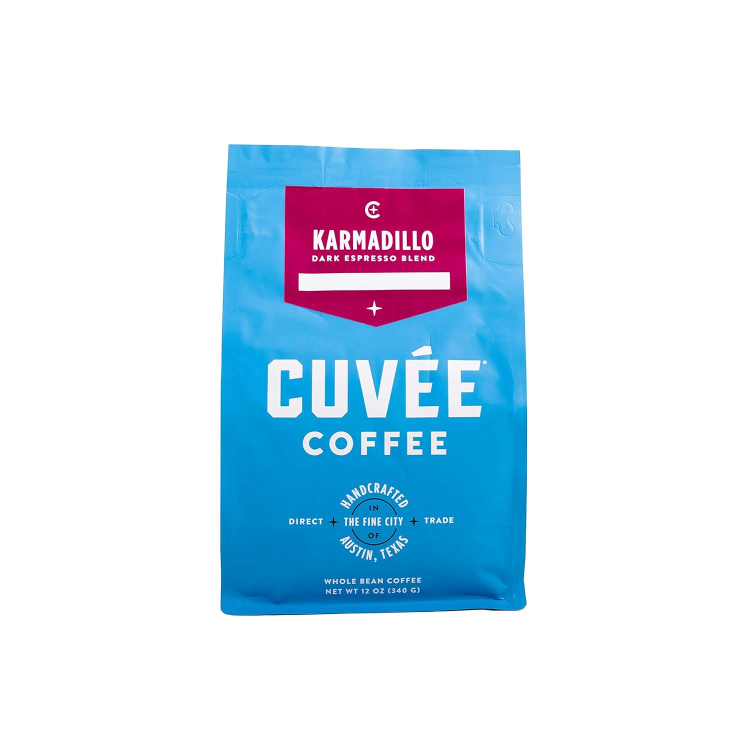 Cuvée Whole Bean Coffee Karmadillo Espresso Blend Dark Roast Direct Trade 12 Ounce