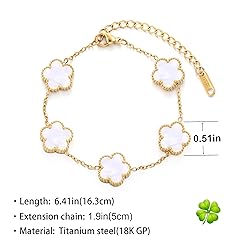 TICVSS Four Leaf Clover Bracelet for Women 18K Gold