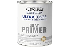 Rust-Oleum Brush On Acrylic Paint 1980502 Painters Touch Quart Latex, Flat Gray Primer, 1 (Pack of 1), 32 Fl Oz