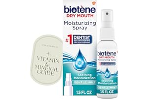 Nour Nutri Health 1 Pack of Biotene Moisturizing Dry Mouth Spray, Moisturizing Spray for Dry Mouth and Bad Breath, Gentle Mint - 1.5 fl oz + Vitamin and Mineral Exclusive Guide