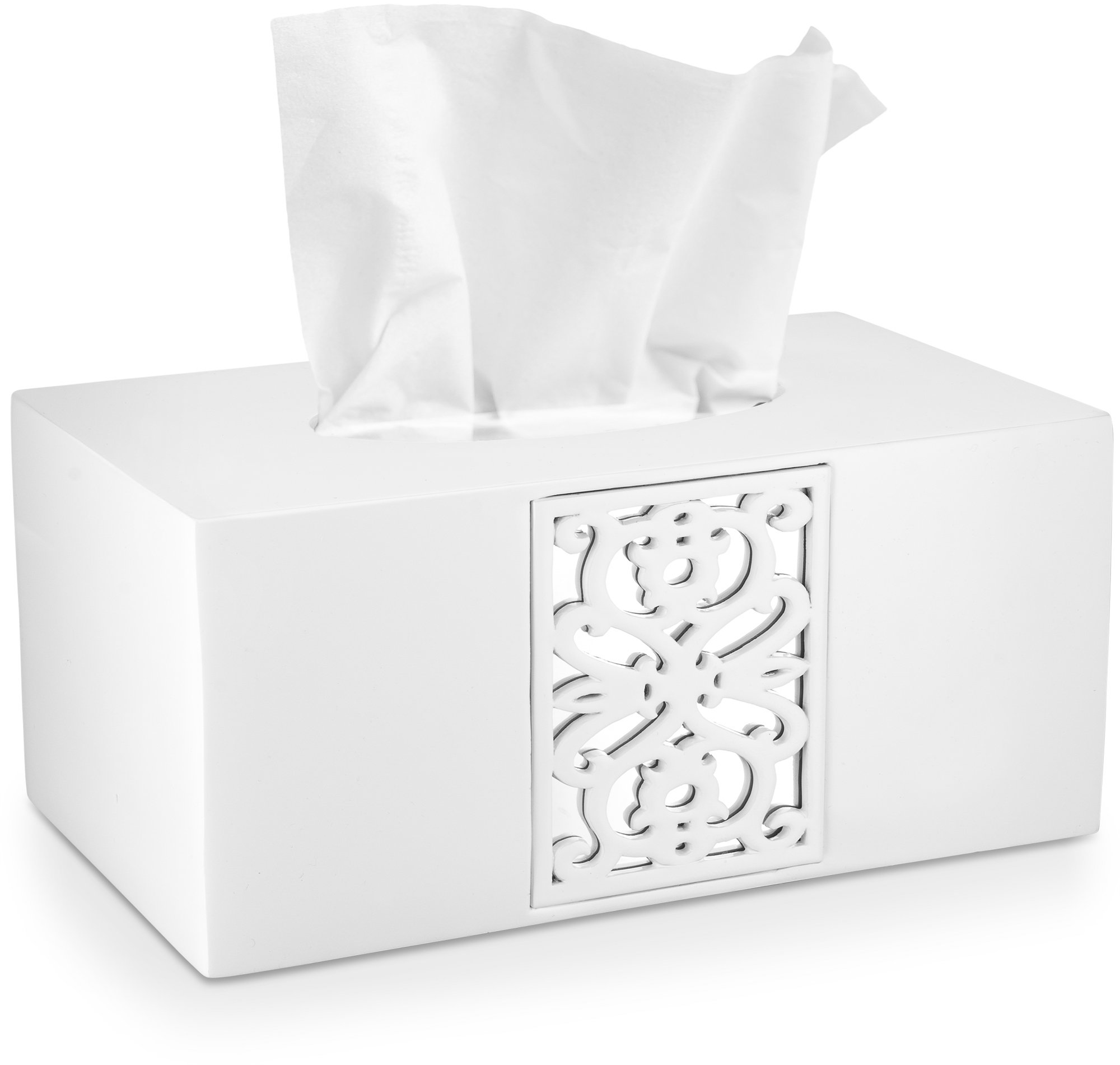 Photo 1 of **MAJOR DAMAGE**
Creative Scents Mirror Janette White Tissue Box Cover Rectangular - Decorative Tissue Box Holder for Bathroom with Durable Bottom Slider - Retangle Bathroom Tissue Holder