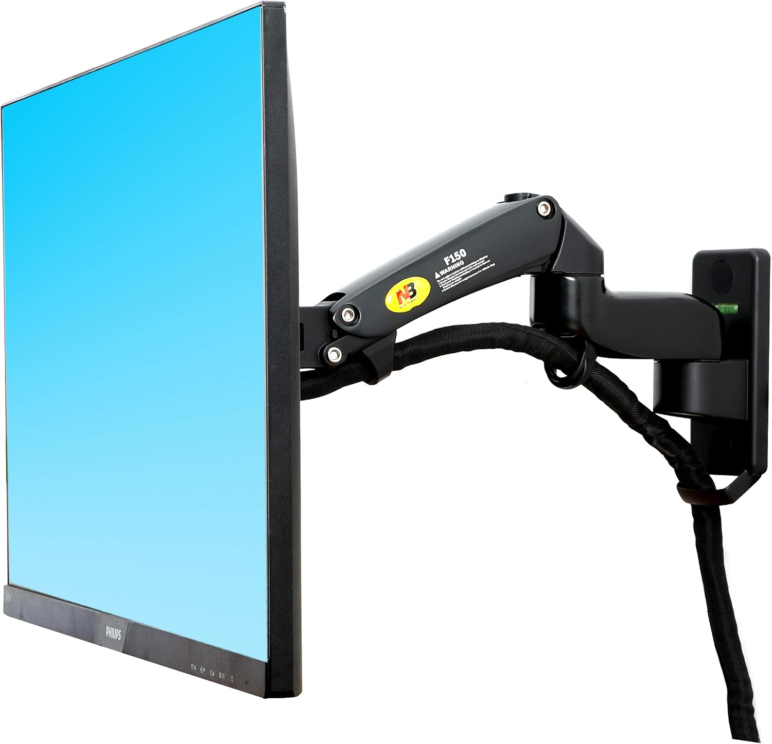 NB North Bayou Monitor Wall Mount for 17 to 35 inch Screen, Single Monitor Arm Holds 3 to 12 kg, Adjustable Tilt Swivel Rotation