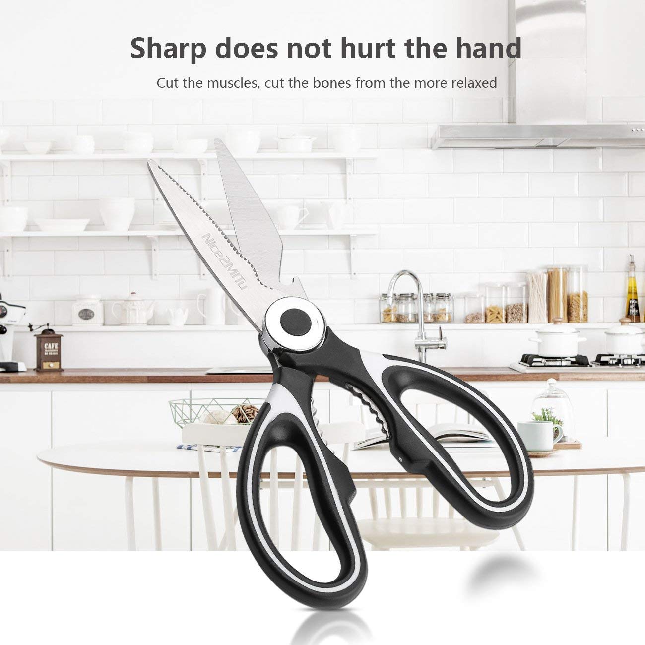 Kitchen Shears, Nice2MiTu Premium Heavy Duty Shears Ultra Sharp Stainless Steel Multi Purpose Kitchen Scissors for Chicken/Poultry/Fish/Meat/Vegetables/Herbs/BBQ.