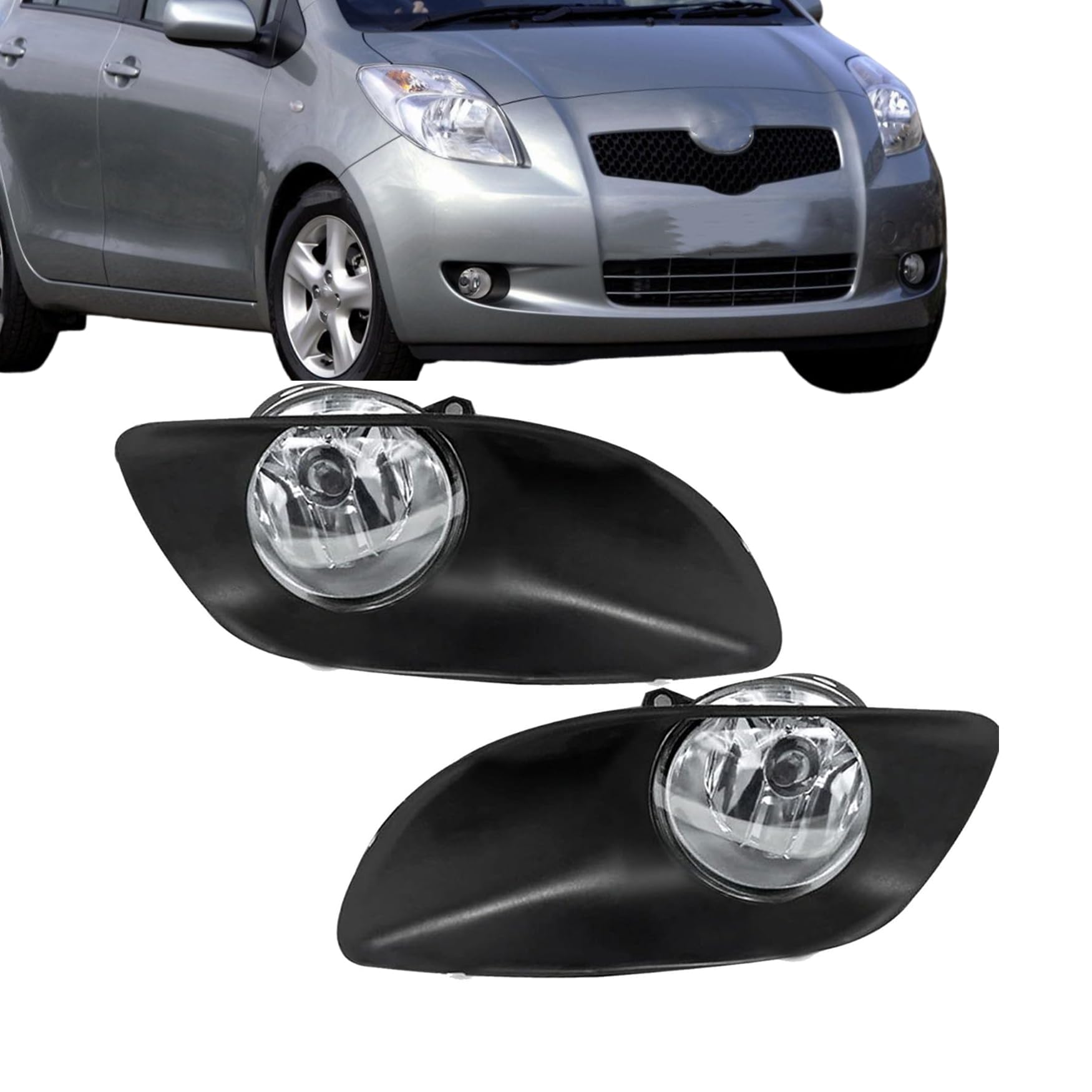 Photo 1 of Left and Right Fog Lights Repalcement for Toyota Yaris 2006-2010 Fog Light Clear with Wiring Kit 812100D041 812100D042