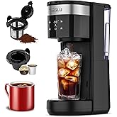 Teglu 2024 Iced Coffee Maker, Hot and Cold Coffee Maker Single Serve for K Cup and Grounds, Strong Brew, Iced Coffee Machine