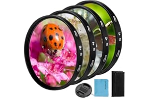 X-SWEETDREAM 62mm Close-up Filter Kit 4 Pieces(+1,+2,+4,+10) Macro Filter Accessory Close-up Lens Filter Kit Set with Lens Filter Pouch for Canon Nikon Sony Pentax Olympus Fuji DSLR Camera+Lens Cap