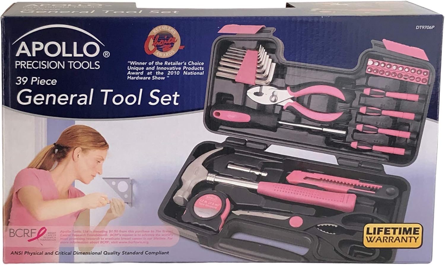 Apollo Tools Original 39 Piece General Household Tool Set in Toolbox Storage Case with Essential Hand Tools for Everyday Home Repairs - Hand Tool Sets - 