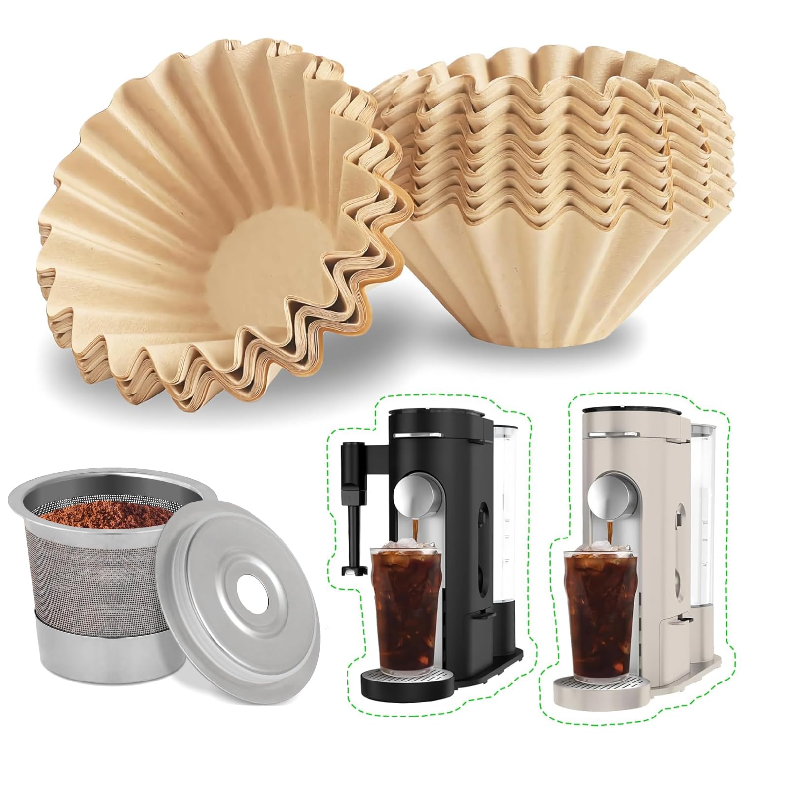 Photo 1 of 100PCS Coffee Filters and 2pack Reusable Pods for Ninja PB051 PB041 Pods and Grounds Single Serve Coffee Maker