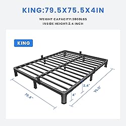 MAF 4 Inch King Metal Platform Bed Frame with Round