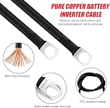JatilEr 2 Pcs 12V Battery Cables 2AWG 15cm M8 Ring Terminals Copper view 3