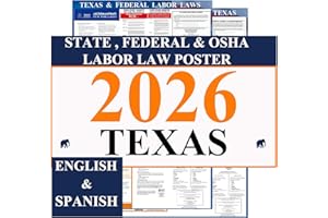 KIKIGO 2026 Texas State and Federal Labor Laws Poster - OSHA Workplace Compliant 24" x 36" - All in One Required Posting -(English & Spanish Combo) Legal Forms