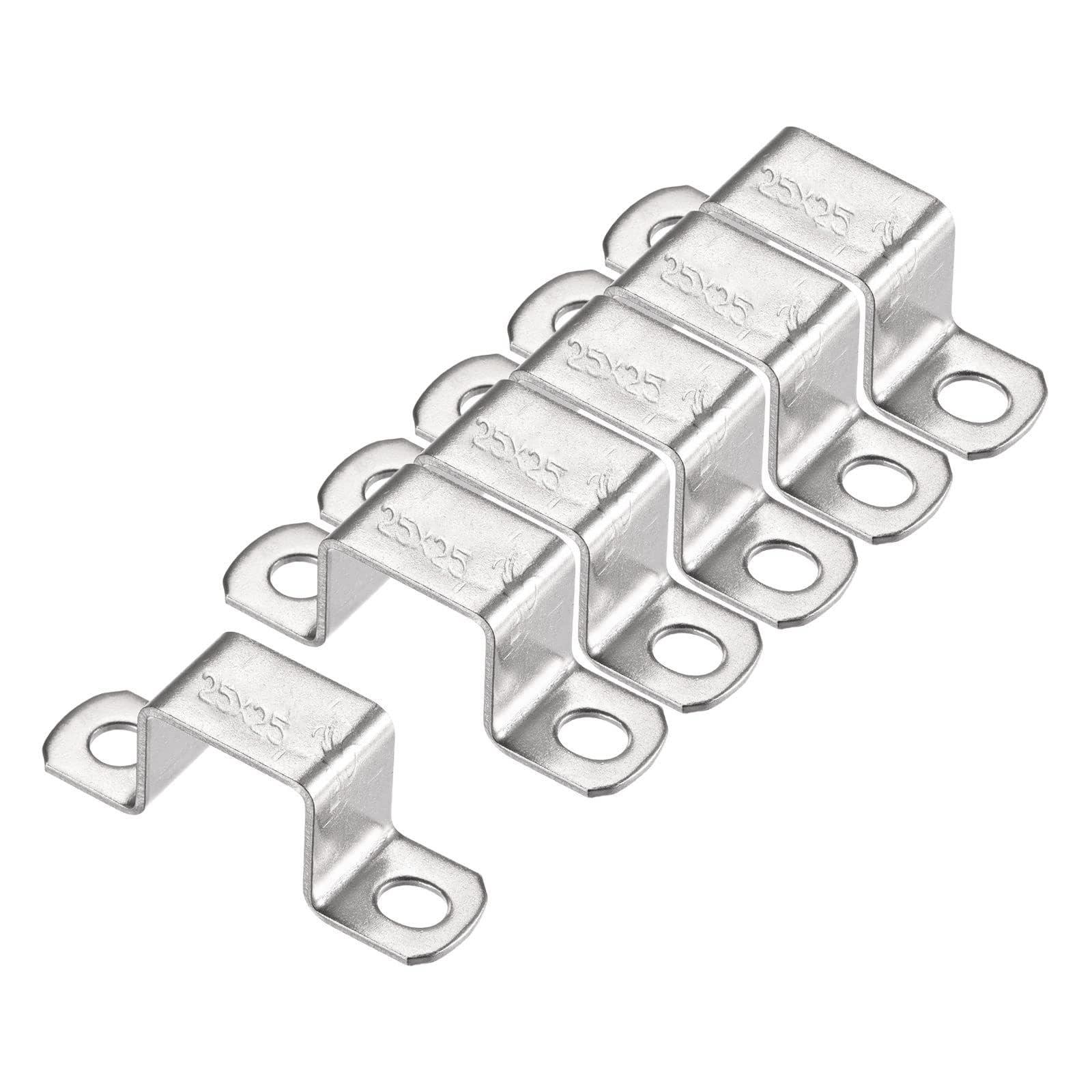 Unifizz 22 x 27mm U Shaped Strut Connector Bracket 304 Stainless Steel Door Closed Bar Holder 12pcs