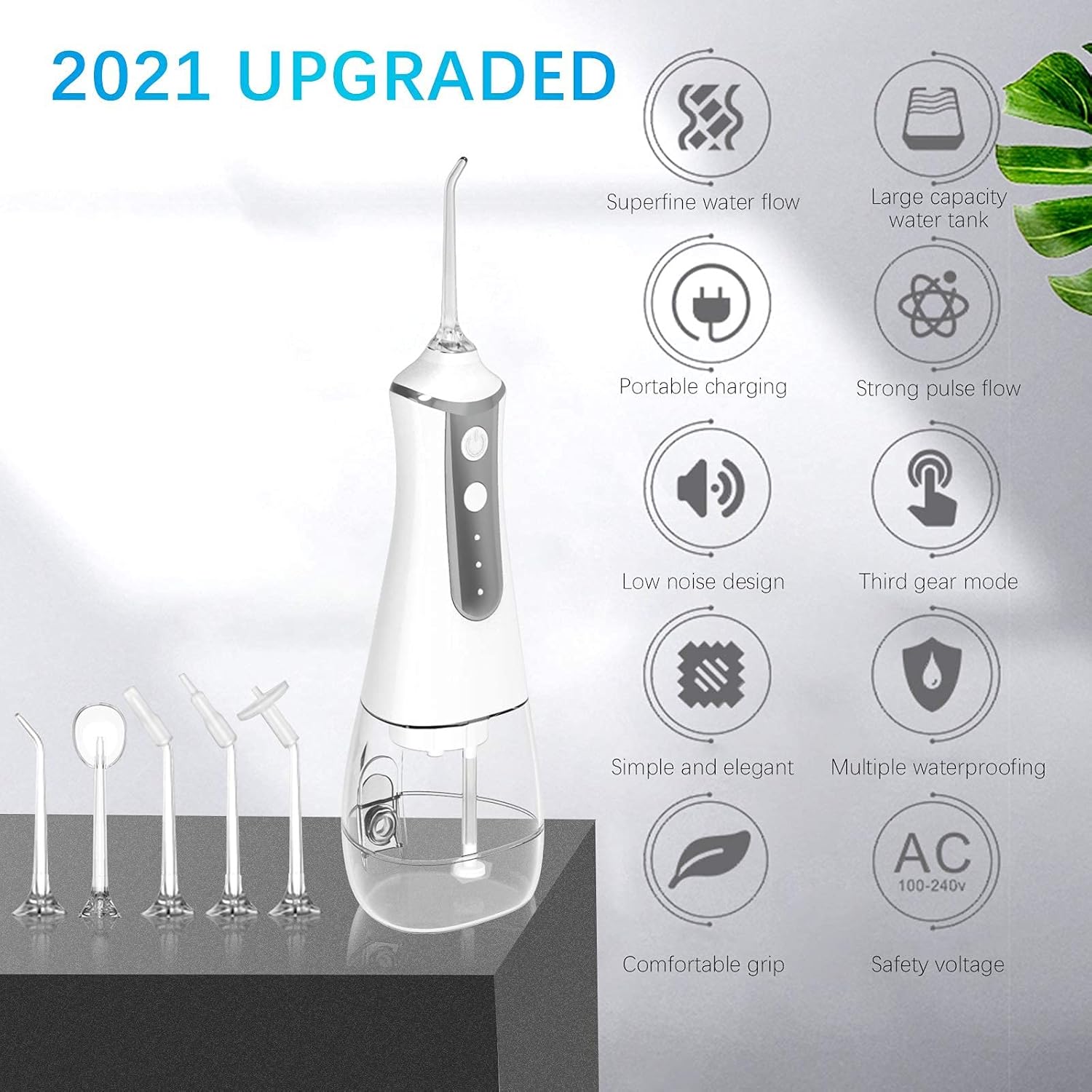 SOOSISI Water Flosser Cordless Teeth Cleaner Dental Oral Irrigator Power Dental Flossers IPX6 Waterproof Teeth Cleaner with 5 Interchangeable Jet Tips Detachable Water Tank for Home Travel: Health & Personal Care