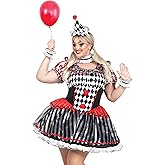 Leg Avenue Women's Darling Harlequin Sexy Clown Plus Size Halloween Costume with Clown Hat Headband