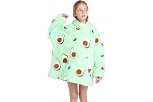 LUSJNGE Kids Blanket Hoodie Oversized Sherpa Wearable Blanket Sweatshirt One Size Hooded Blankets for Girls Boys 5-12YR