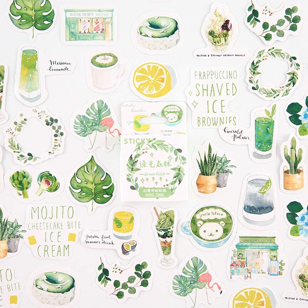 Amapower 46PCS/Box Cute Stickers,Series Paper Stickers Diary Label Boxed Sticker Album Decor Stickers(9)