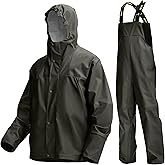 Men's PRO Workwear 3-Piece Waterproof Rain Jacket & Bib Pants Set - Heavy Duty PU Eco-Friendly 2-Tone Functional Design