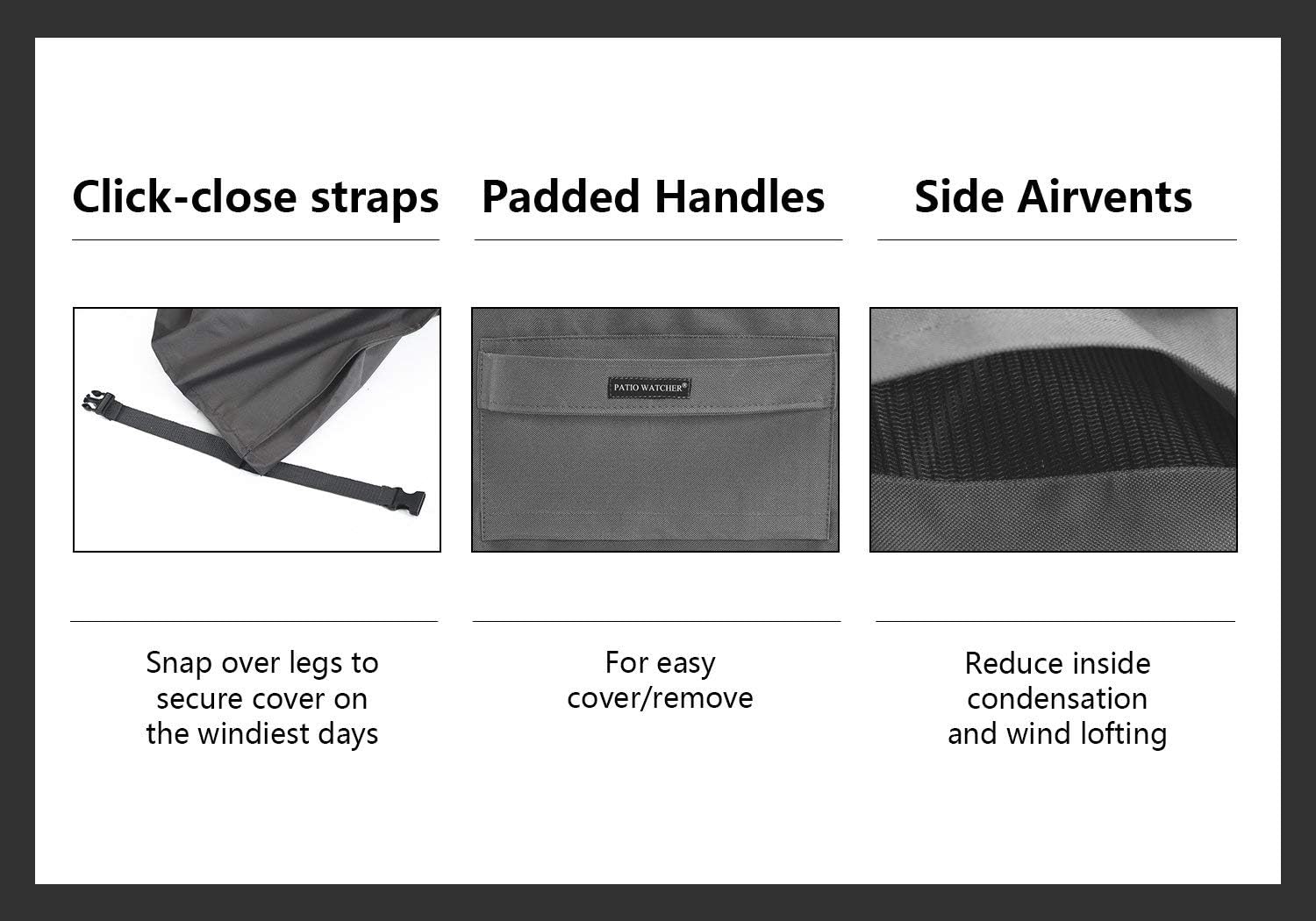 Patio Watcher Patio Furniture Cover Durable and Water Resistant Outdoor Square Furniture Sets Cover with Secure Buckle Straps, Grey Small, 54 Inch : Garden & Outdoor