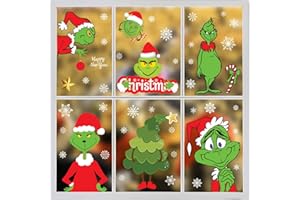 APESO 8 Sheets Reusable Christmas Window Clings - Festive Holiday Decals and Stickers for Glass Windows, Doors, and Walls, Perfect Xmas Decorations