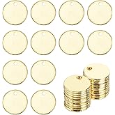 MECCANIXITY 20Pcs Stainless Steel Blank Stamping Tag Engraved Stainless Steel Round Charm Pendant with Holes 8mm/0.31" Gold for Pendant Bracelet Necklace Jewelry Making Earring