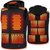 ALI SEA Heated Vest for Men, Electric Heated Vest, Men's Heating Vests with 17 Heat Zones & Detachable Hood