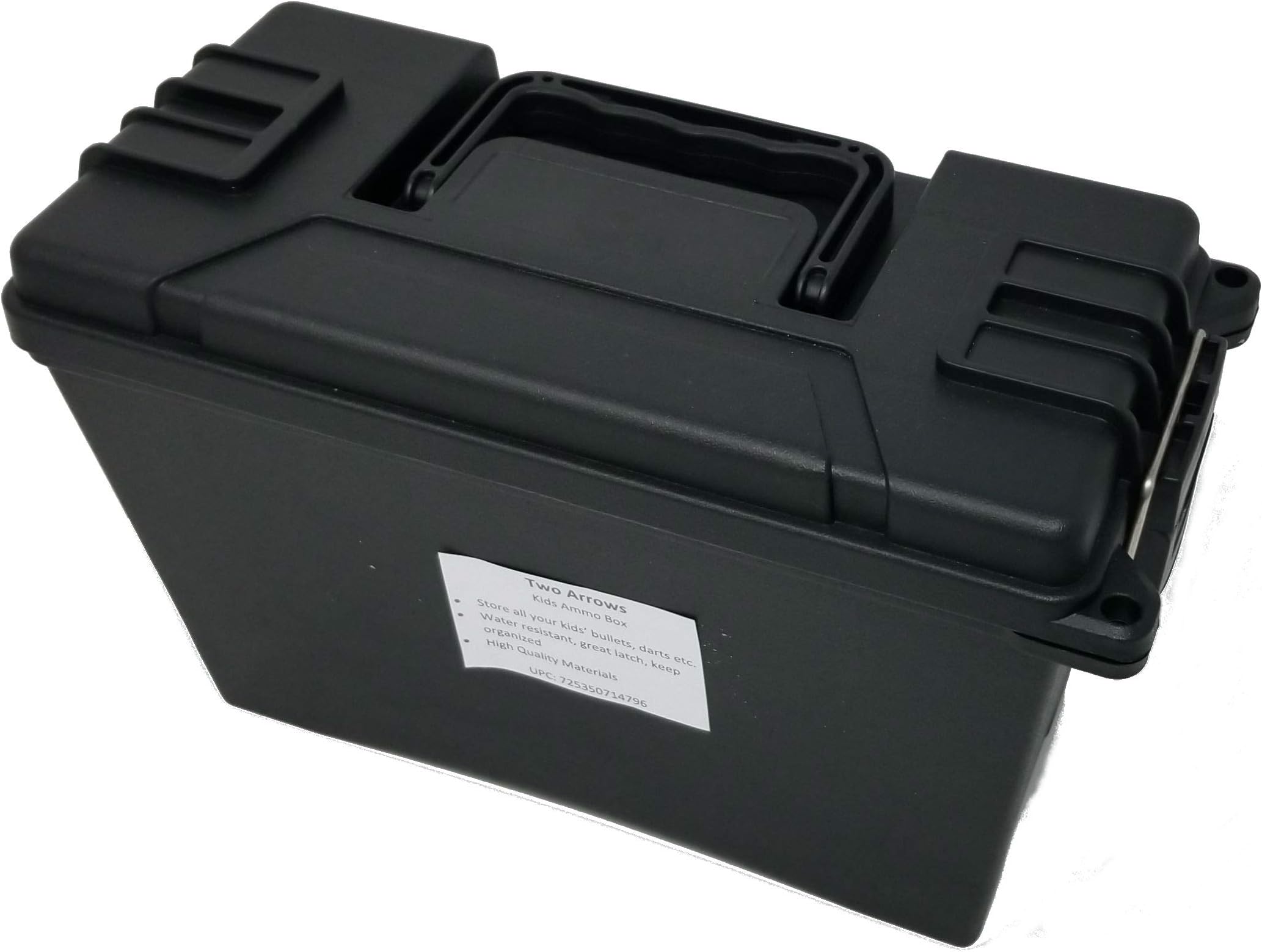Two Arrows Ammo Box for Kids Bullet Storage, Plastic Ammo Can Will Store Bullets to Any Toy Gun, Easy Carry Handle and Latch (Bullets not Included)