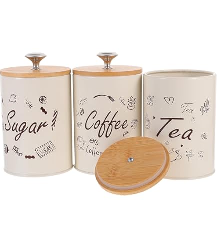 3x Tarros De Almacenamiento Macetas Lata Azúcar Negro Gloria Latas De Almacenamiento De Azucar De Cafe