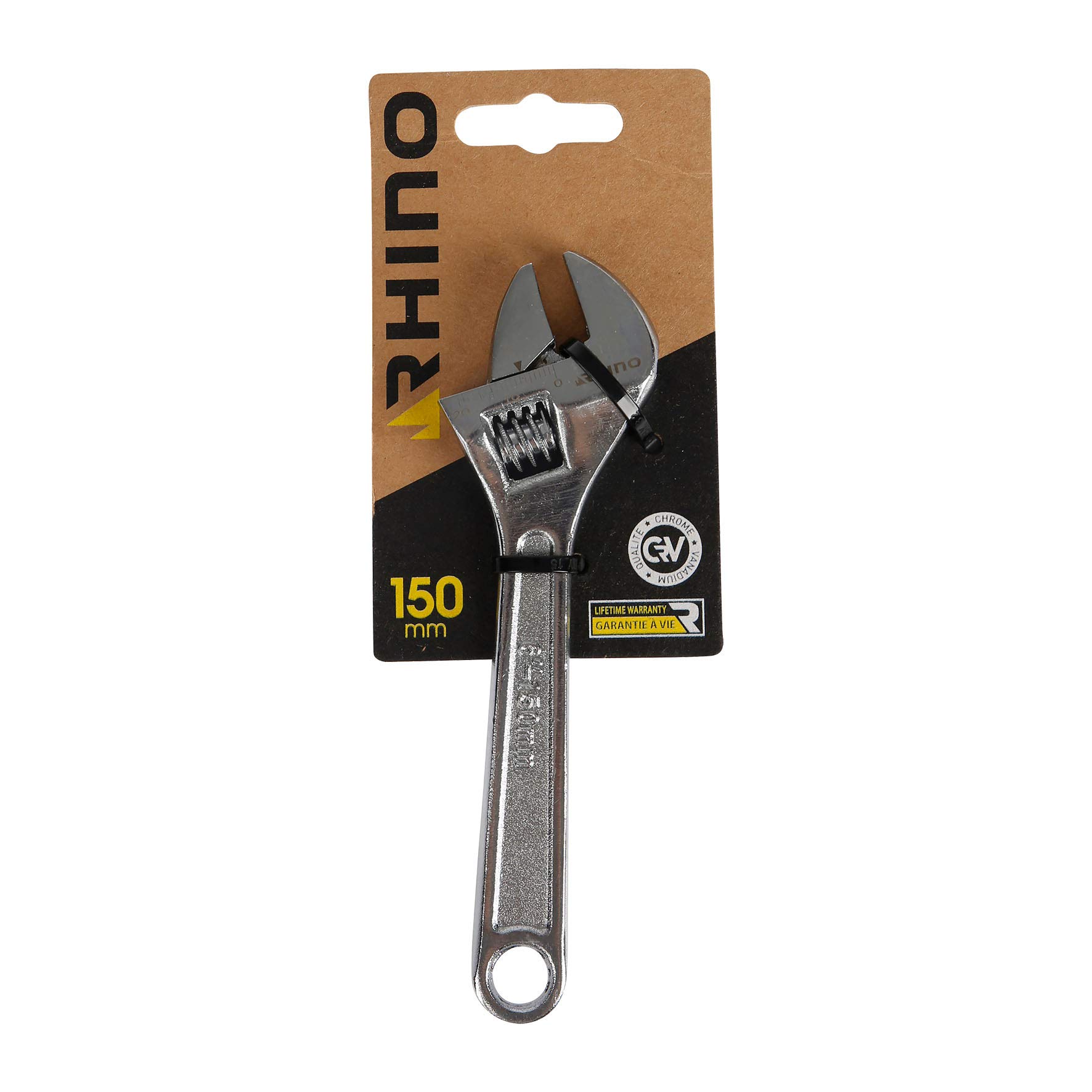 RHINO 150mm Long Adjustable Wrench with Wide Opening - Made of Steel (Chrome Vanadium)