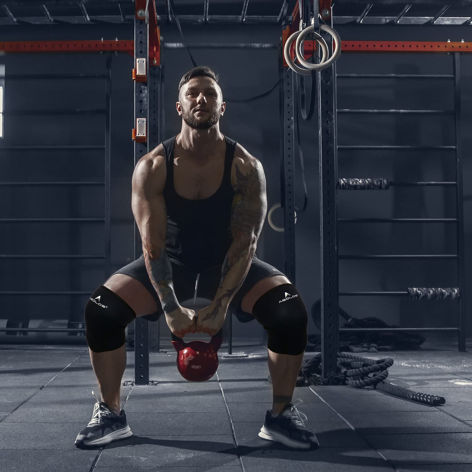 AEOLOS Knee Sleeves (1 Pair)，7mm Compression Knee Braces for Heavy-Lifting,Squats,Gym and Other Sports(Medium,22Black3)