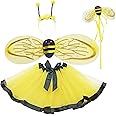 Danballto Yellow Fairy Costume Girls Halloween Bumble Bee Costume Yellow Wings Dress Up (Yellow bee)