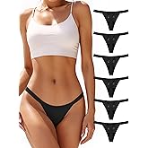 TIICHOO Period Thong Underwear for Women Lace Period Panties Thong Light Absorbency Leakproof Underwear Pack of 6