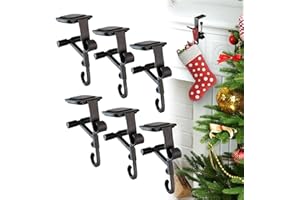 TWOHUA New Garland Hangers For Mantle, 2 In 1 Fireplace Stocking Garland Hangers - Before Hatched Mantle Hooks Stocking Fire Place Christmas Decor Clip Mantel Heavy Duty Adjustable Holder (PRO-6PCS BLACK)