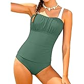 Girls Tankini Swimsuits Ruched Bathing Suit Adjustable Straps Swimwear Set for Girls 9-16 Years