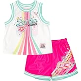 Barbie Girls Jersey Athletic Tank Top and Shorts Outfit Set Toddler to Big Kid Sizes (2T - 10-12)