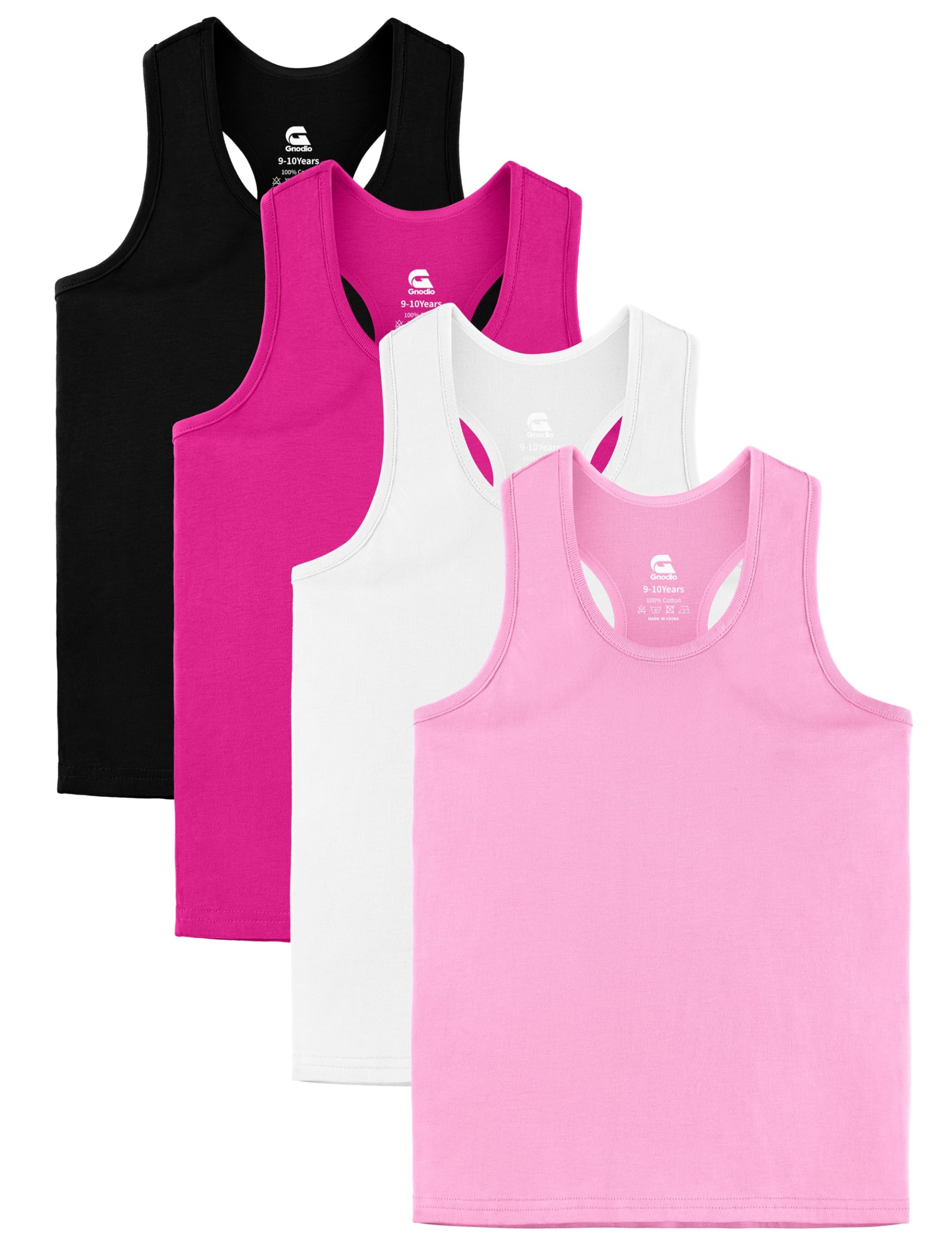 Photo 1 of Gnodio 4 Pack Girls Tank Tops Girls Undershirts Sleeveless Cotton Racerback Crop Dance Tank Tops for Gymnastics Ballet