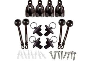 LIHOPEFE New Bungee kit + end caps Universal Replacement Mounting Brackets of Exterior Sun Shades Outdoor/Indoor Roller up Blinds (Brown, 2pack)