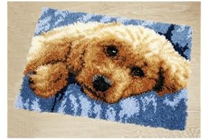 DOYLKE Latch Hook Rug Kits DIY Crochet Yarn Rugs with Color Preprinted Pattern Craft Tapestry Kits for Home Decor(20.5X14.9 Dog)