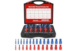 Giwaelro Nut and Bolt Thread Checker - 26 PCS Nut and Bolt Gauges Individually Housed in Case (14 Inch & 12 Metric) Specially Suitable for Size Check on Tricky and Narrow Area