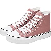 Iarus High Top Sneakers for Women White Canvas Comfortable Shoes for Women Walking Casual Sneakers Tennis Shoes