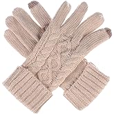 BYOS Womens Winter Cable Knitted Texting Gloves for Touchscreen Devices