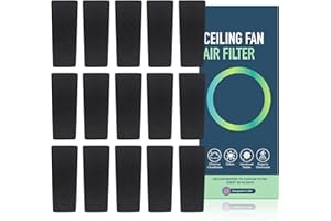 JJI Ceiling Fan Air Filter - Activated Charcoal Ceiling Fan Filters for Pets - Ceiling Fan Blades Shape Design - Easily Sticks on Ceiling Fan Blade Top (16Pack)