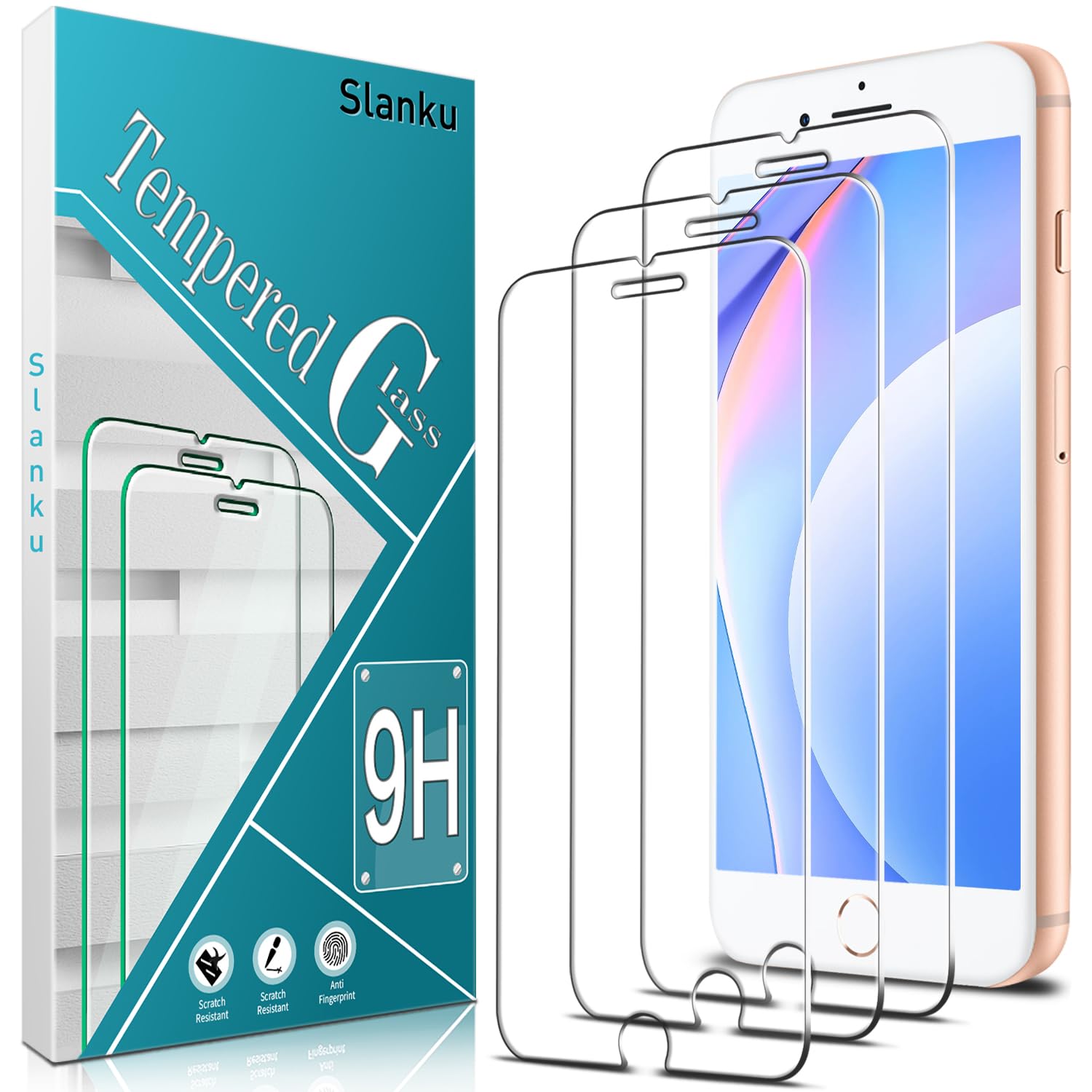 Photo 1 of Slanku [3 Pack Screen Protector for iPhone SE 3, SE 2022, iPhone SE 2, SE 2020 Tempered Glass Film, Bubble Free, Anti Scratch, Case Friendly, Easy to install