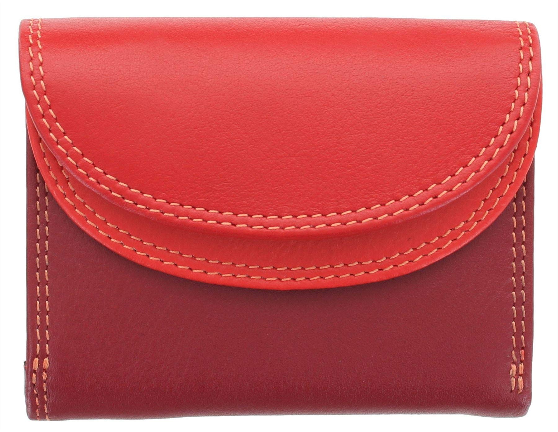 Visconti Rainbow Collection Small Leather Purse RFID and Tap and Go RB126 Red Multi