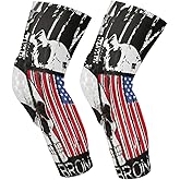 JUNZAN Youth Knee Pads for Wrestling Basketball Skull Graphic American Flag Bball Knee Pads with Sleeves Sport Knee Pad for Volleyball Football 1 Pair