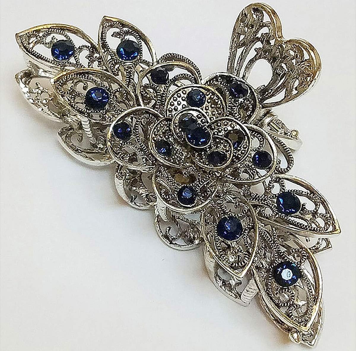Fodattm Women Girls Vintage Alloy Rhinestone Large Size Hair Jaw Clips Hairpin Fashion Retro Flowers Hair Claw Clip for Thick Hair (A#) - Image 3