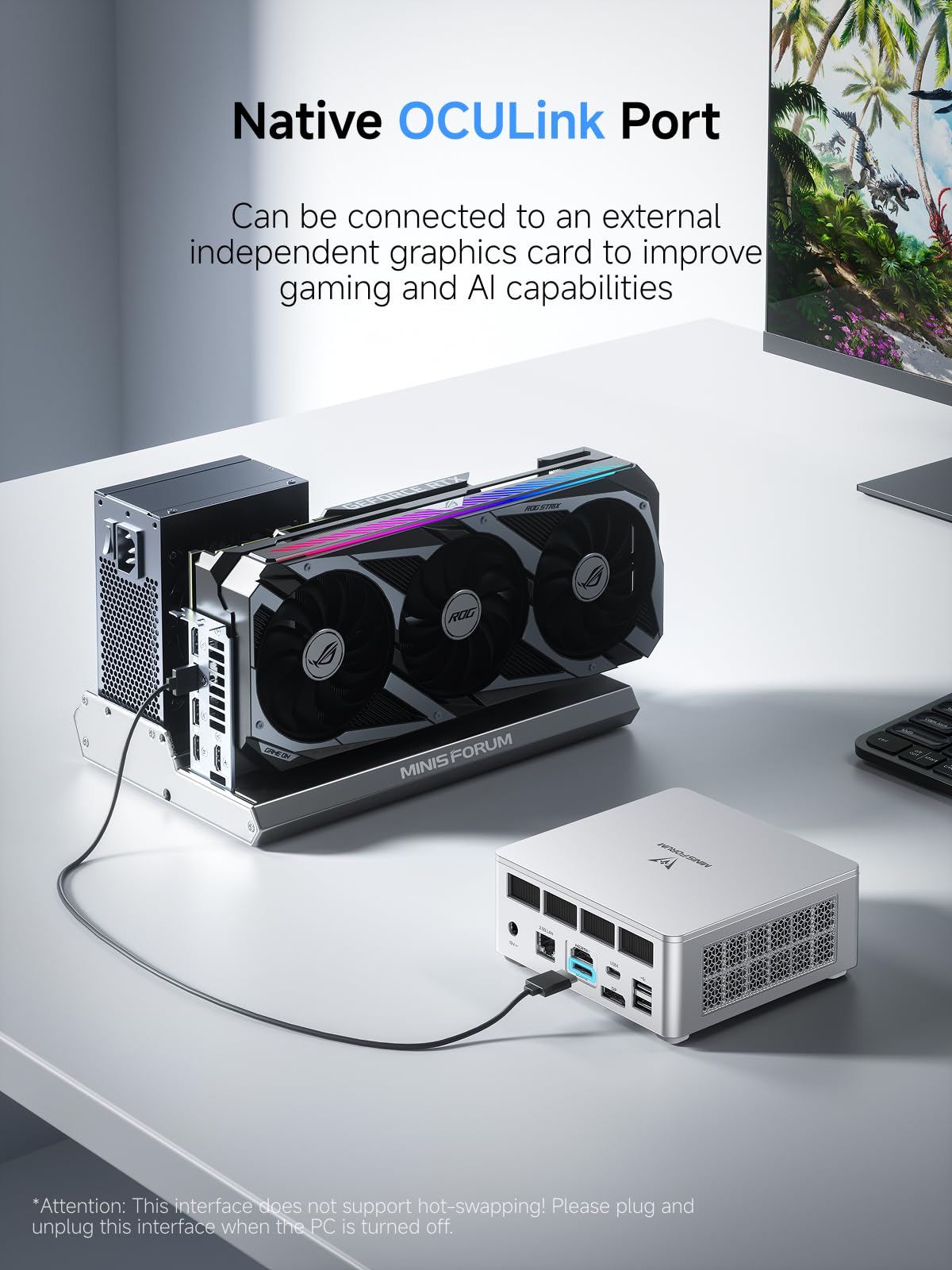 MINIS FORUM UM880 Plus Mini PC mit AMD Ryzen 7 8845HS(8C/16T, bis zu 5.1GHz),Mini Computer Radeon 780M Grafik 32GB DDR5 1TB PCIe4.0 SSD,OCuLink,5xUSB Port,Triple Display mit HDMI+DP+USB4,Wifi6e 5